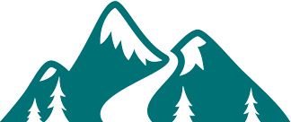 icon of a mountain blending into the footer